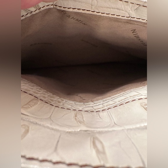 Brahmin White, Brown, and Black Crocodile-Embossed Satchel - Picture 11 of 12